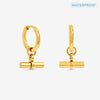 Jon Richard Gold Plated Waterproof T-Bar Huggie Hoop Earrings