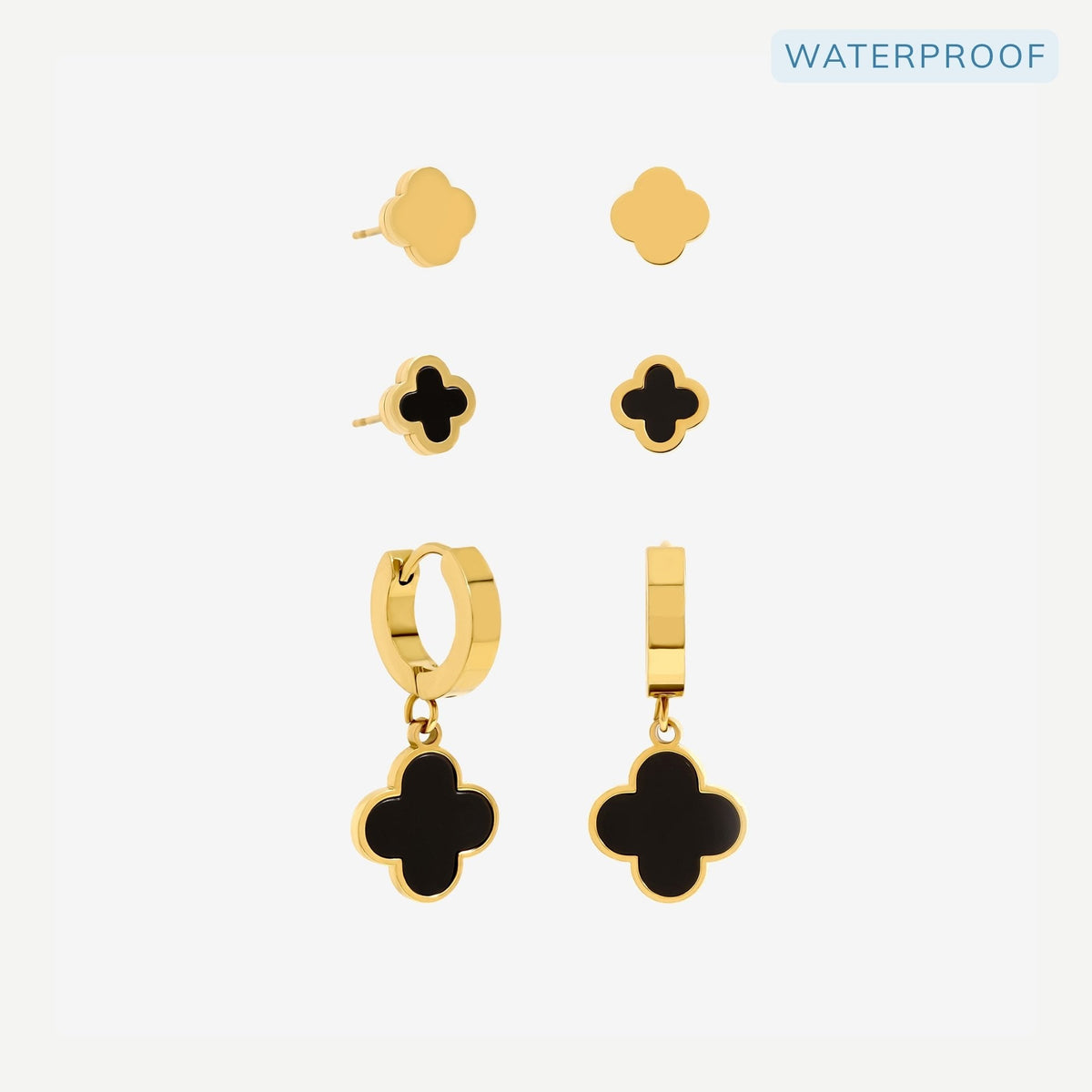 Jon Richard Gold Plated Waterproof Clover Earrings - Pack of 3
