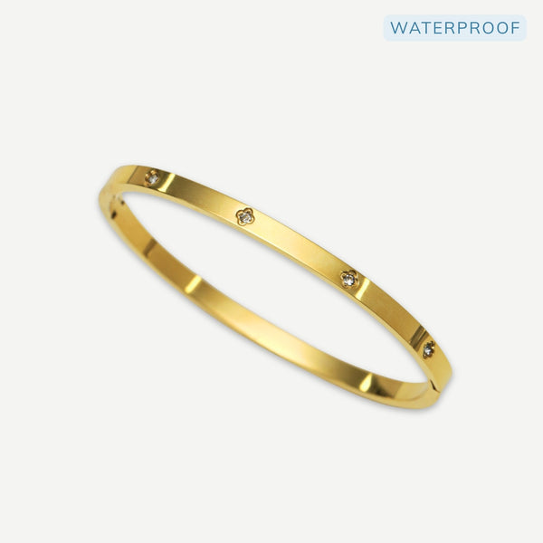 Jon Richard Gold Plated Waterproof Clover Bangle