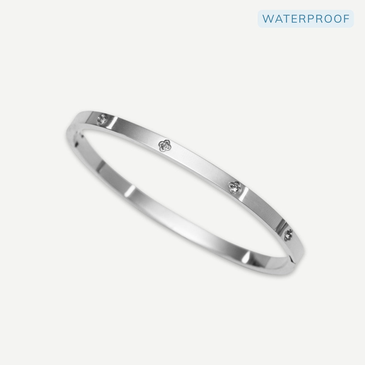 Jon Richard Sterling Silver Plated Waterproof Clover Bangle