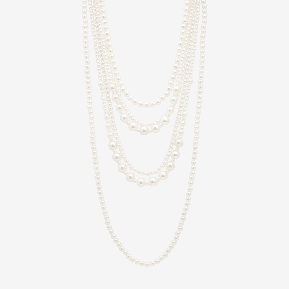 Mood Pearl Multi Row Statement Long Necklace