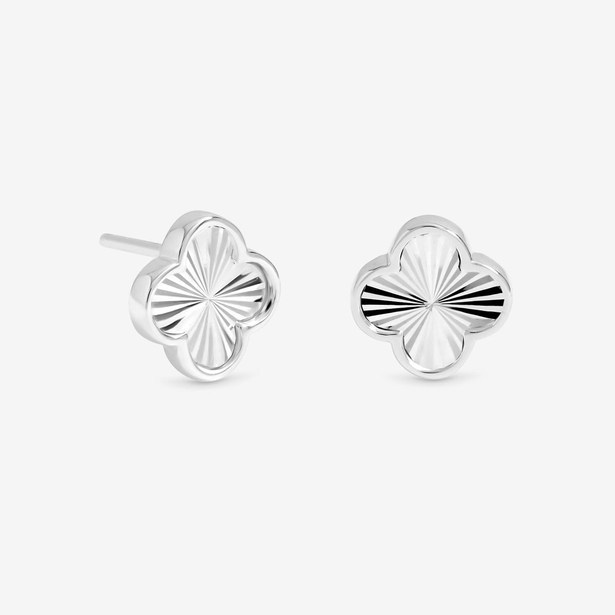 Simply Silver Sterling Silver 925 Polished Diamond Cut Clover Stud Earrings