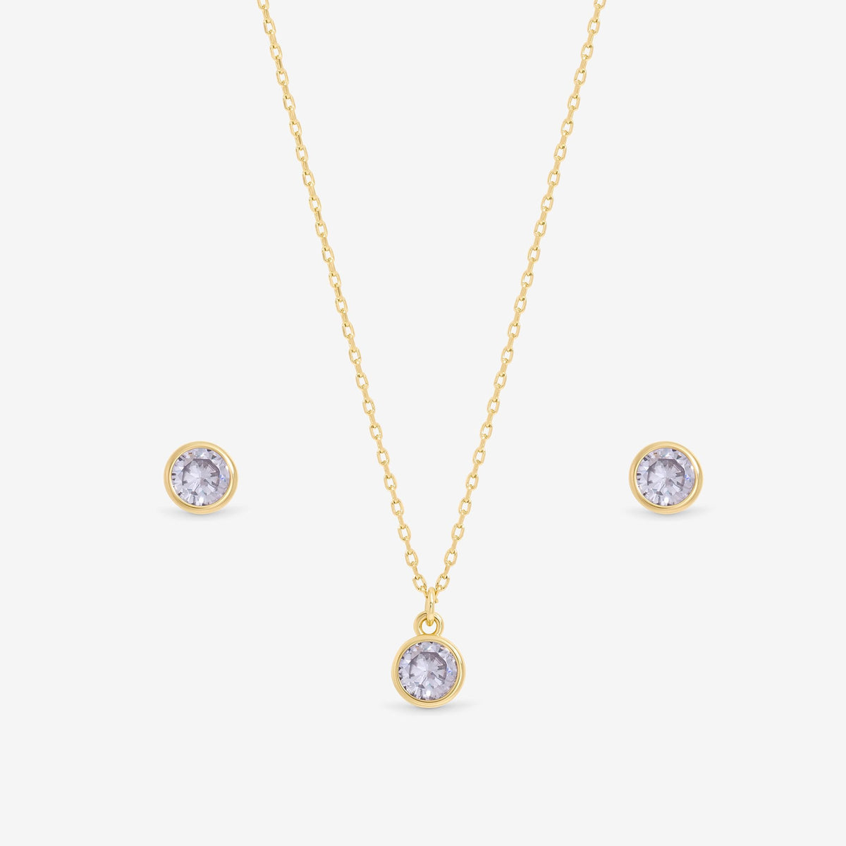 Jon Richard 14Ct Real Gold Plated Birthstone Bezel Set - February - Gift Boxed