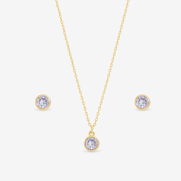 Jon Richard 14Ct Real Gold Plated Birthstone Bezel Set - February - Gift Boxed
