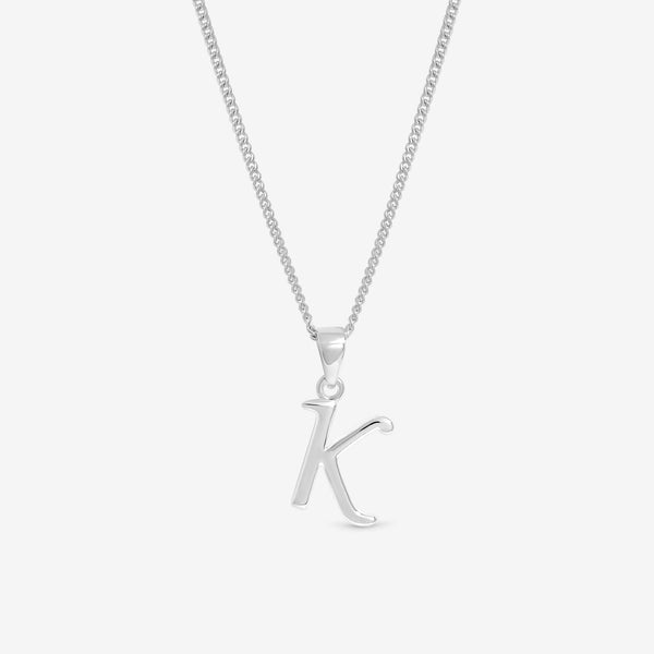Simply Silver Sterling Silver 925 Initial Pendant - K
