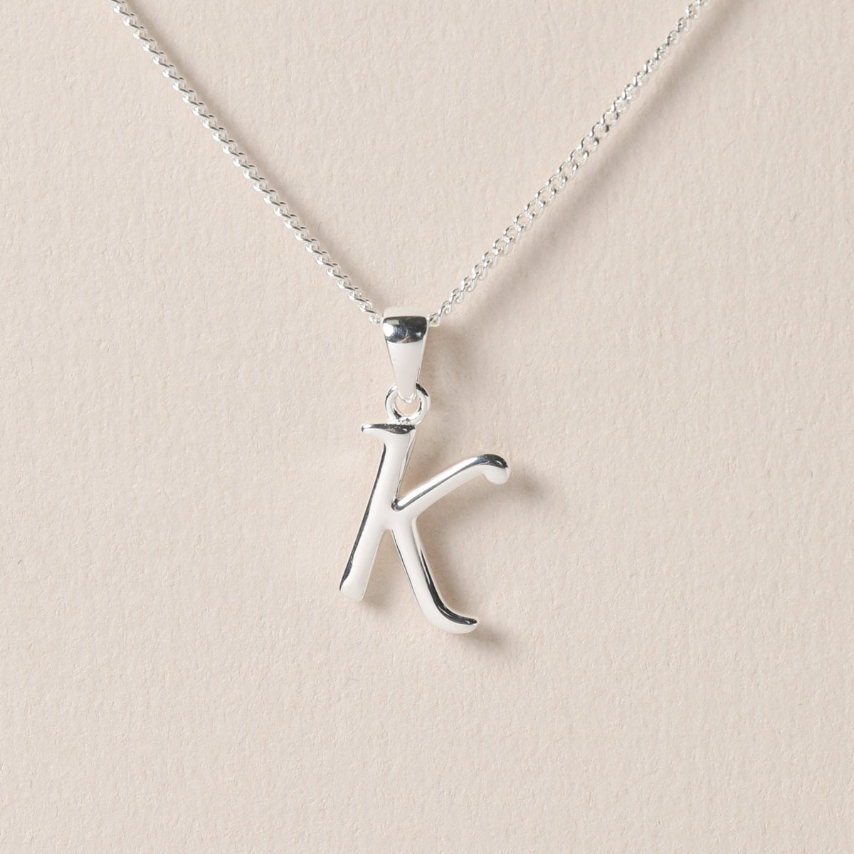Simply Silver Sterling Silver 925 Initial Pendant - K