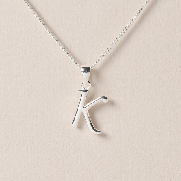 Simply Silver Sterling Silver 925 Initial Pendant - K