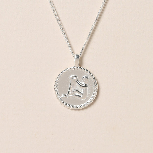 Simply Silver Sterling Silver 925 Zodiac Horoscope Pendant - Aquarius
