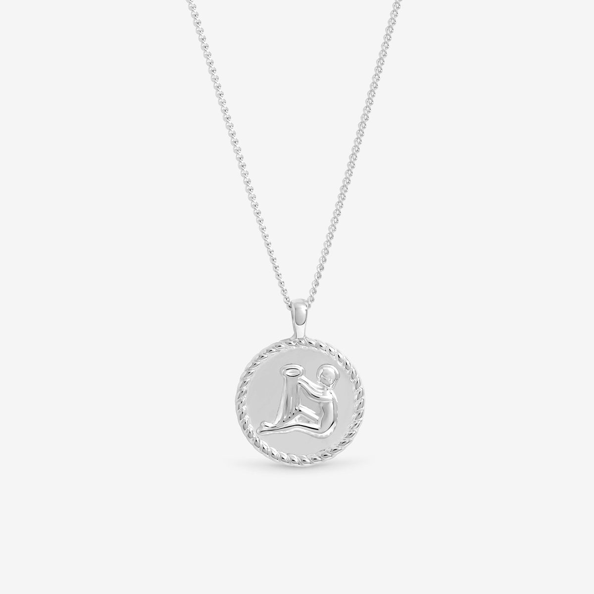 Simply Silver Sterling Silver 925 Zodiac Horoscope Pendant - Aquarius