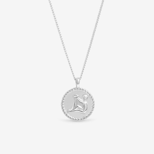 Simply Silver Sterling Silver 925 Zodiac Horoscope Pendant - Aquarius