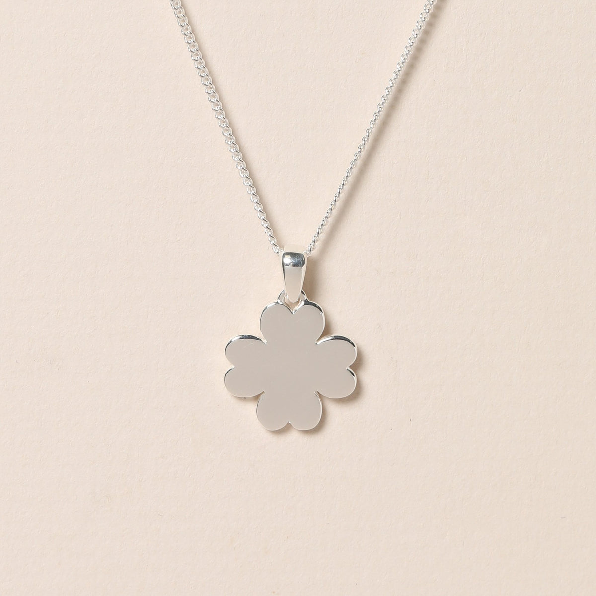 Simply Silver Sterling Silver 925 Personalised Clover Pendant