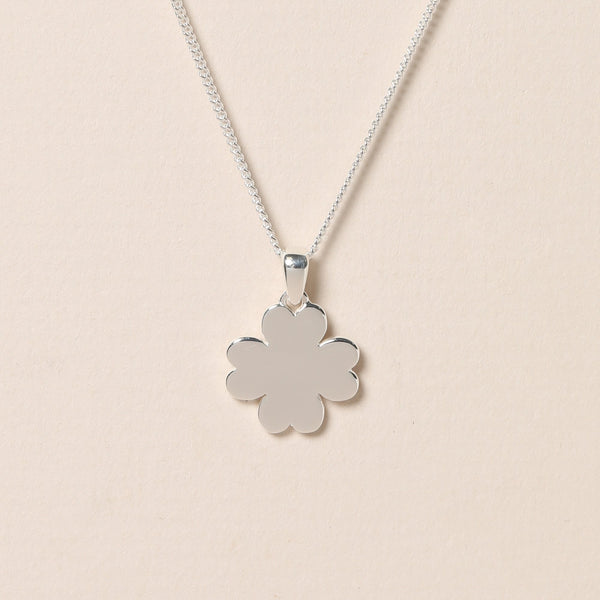 Simply Silver Sterling Silver 925 Personalised Clover Pendant