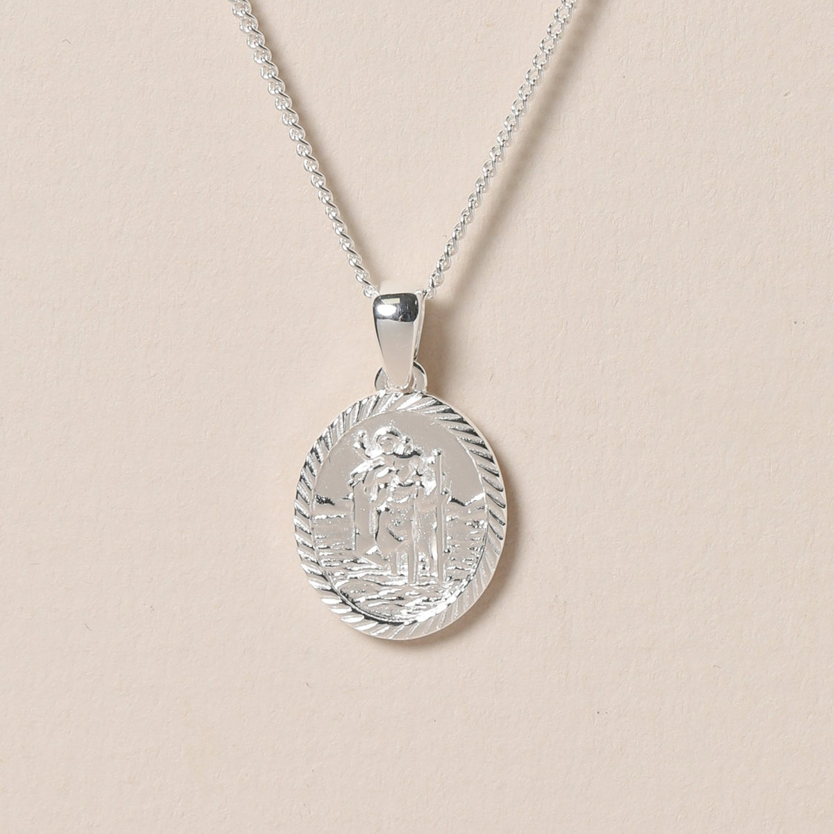 Simply Silver Sterling Silver 925 Personalised St. Christopher Pendant
