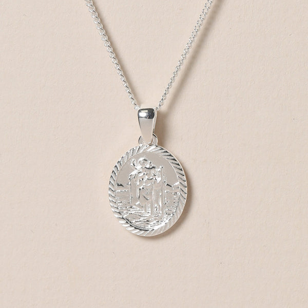 Simply Silver Sterling Silver 925 Personalised St. Christopher Pendant