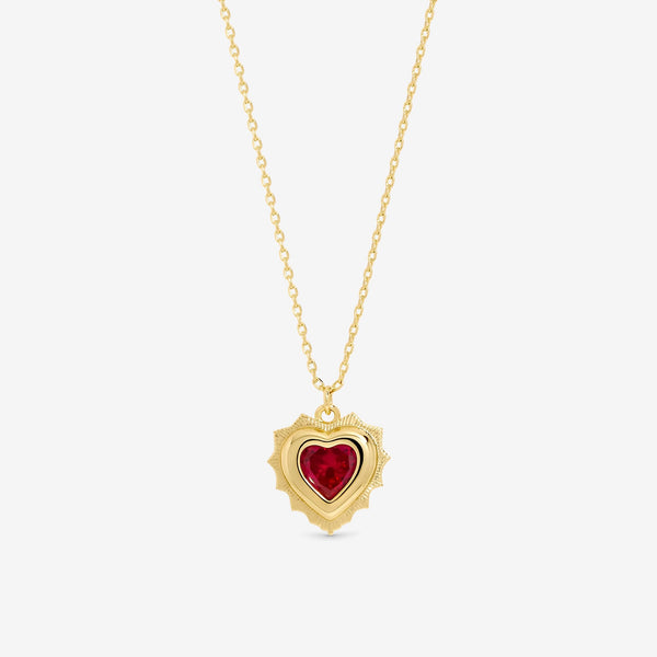 Jon Richard 14Ct Real Gold Plated Heart Birthstone Pendant - July - Gift Boxed