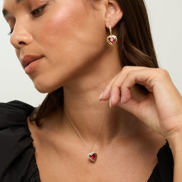 Jon Richard 14Ct Real Gold Plated Heart Birthstone Pendant - July - Gift Boxed