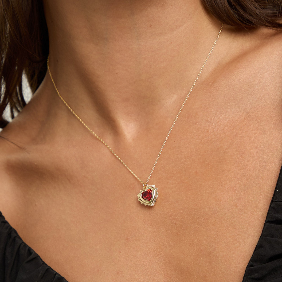 Jon Richard 14Ct Real Gold Plated Heart Birthstone Pendant - July - Gift Boxed