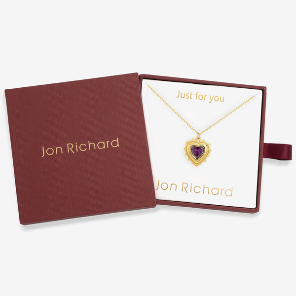 Jon Richard 14Ct Real Gold Plated Heart Birthstone Pendant - December - Gift Boxed