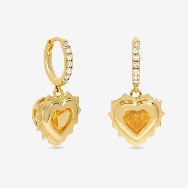 Jon Richard 14Ct Real Gold Plated Heart Birthstone Huggie Earrings - November - Gift Boxed