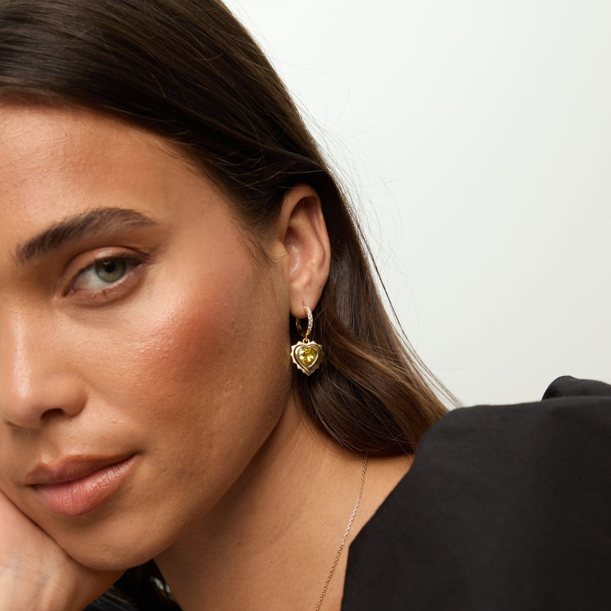 Jon Richard 14Ct Real Gold Plated Heart Birthstone Huggie Earrings - November - Gift Boxed