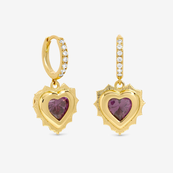 Jon Richard 14Ct Real Gold Plated Heart Birthstone Huggie Earrings - December - Gift Boxed