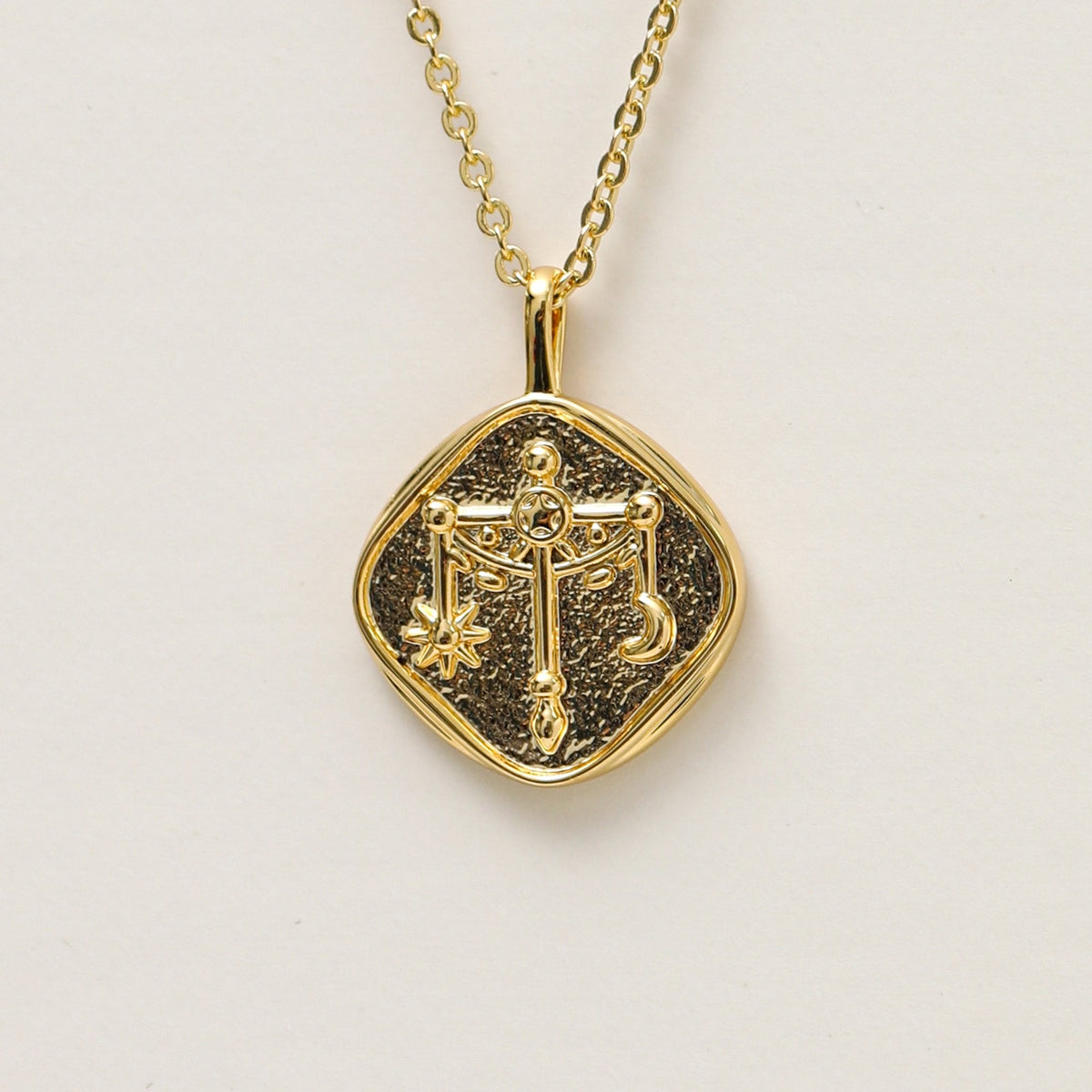 Jon Richard Gold Plated Molten Horoscope Pendant - Libra
