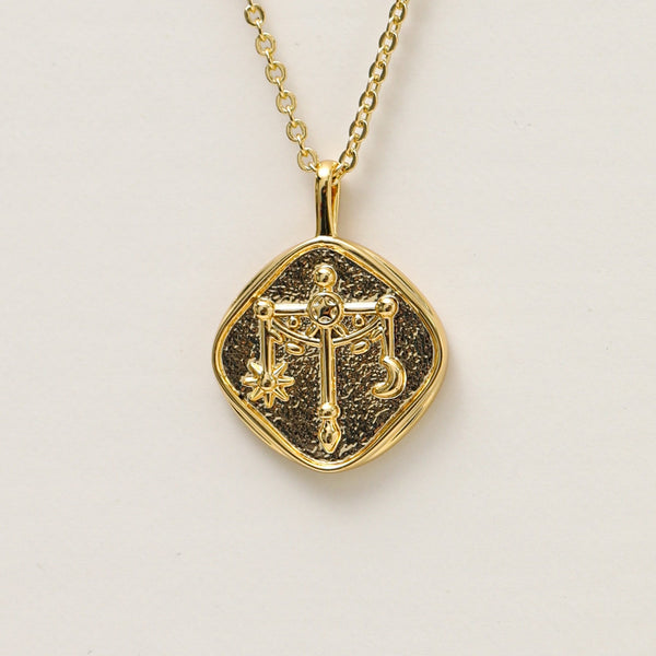 Jon Richard Gold Plated Molten Horoscope Pendant - Libra