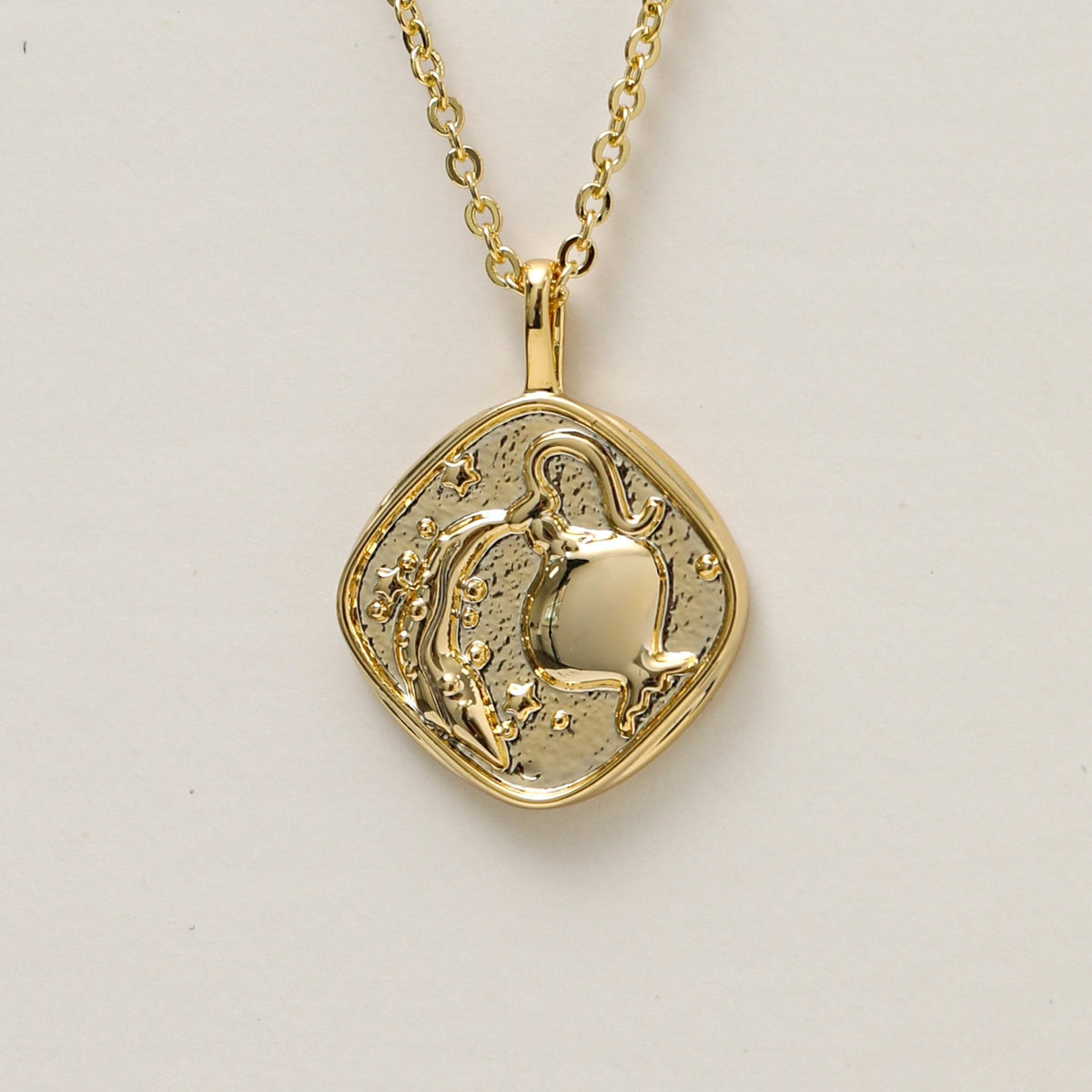 Jon Richard Gold Plated Molten Horoscope Pendant - Aquarius