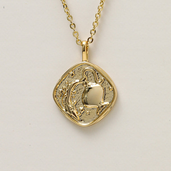 Jon Richard Gold Plated Molten Horoscope Pendant - Aquarius