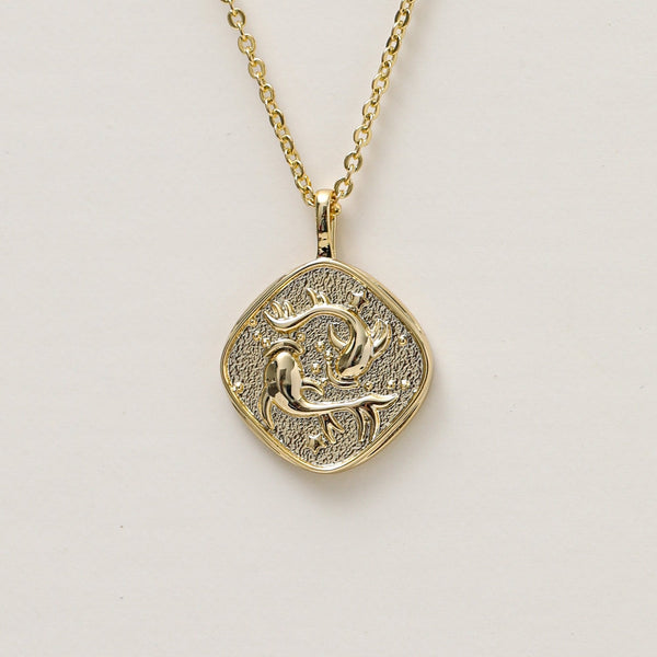 Jon Richard Gold Plated Molten Horoscope Pendant - Pisces