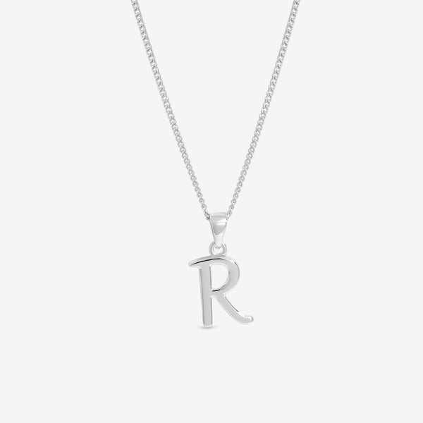 Simply Silver Sterling Silver 925 Initial Pendant - R