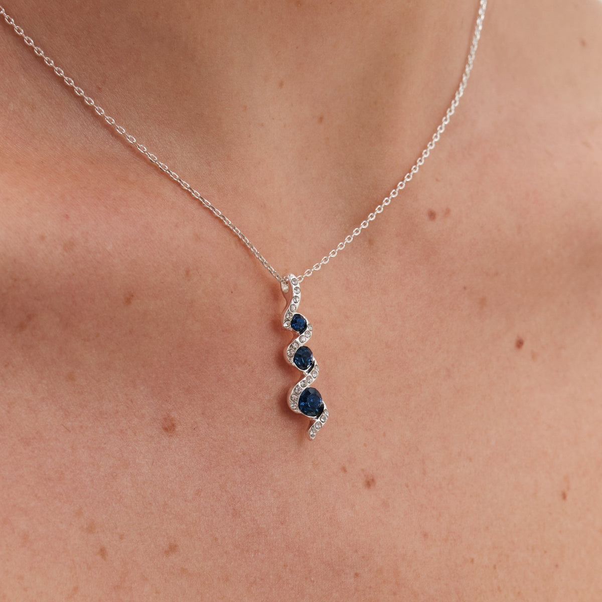 Sapphire And Crystal Twist Drop Trio Set - Gift Boxed