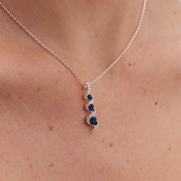 Sapphire And Crystal Twist Drop Trio Set - Gift Boxed