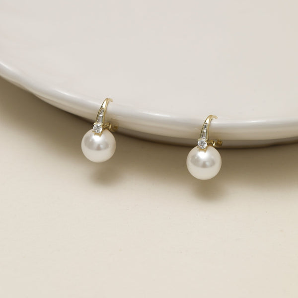Jon Richard Gold Plated Polished and Crystal Stone Pearl Hoops
