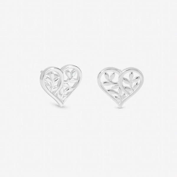 Inicio Sterling Silver Tree Of Love Heart Stud Earrings