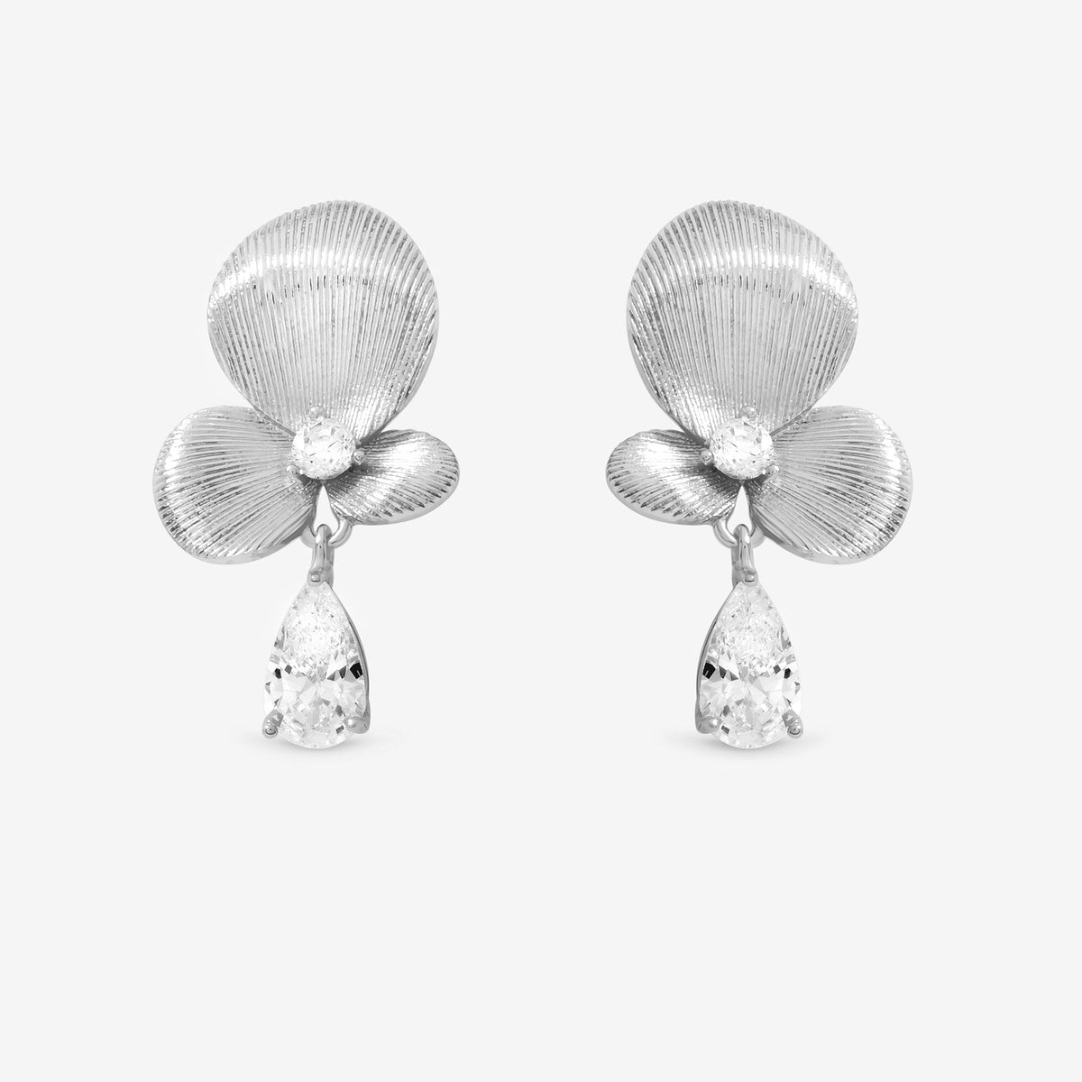Inicio Sterling Silver Satin Floral Drop Earrings