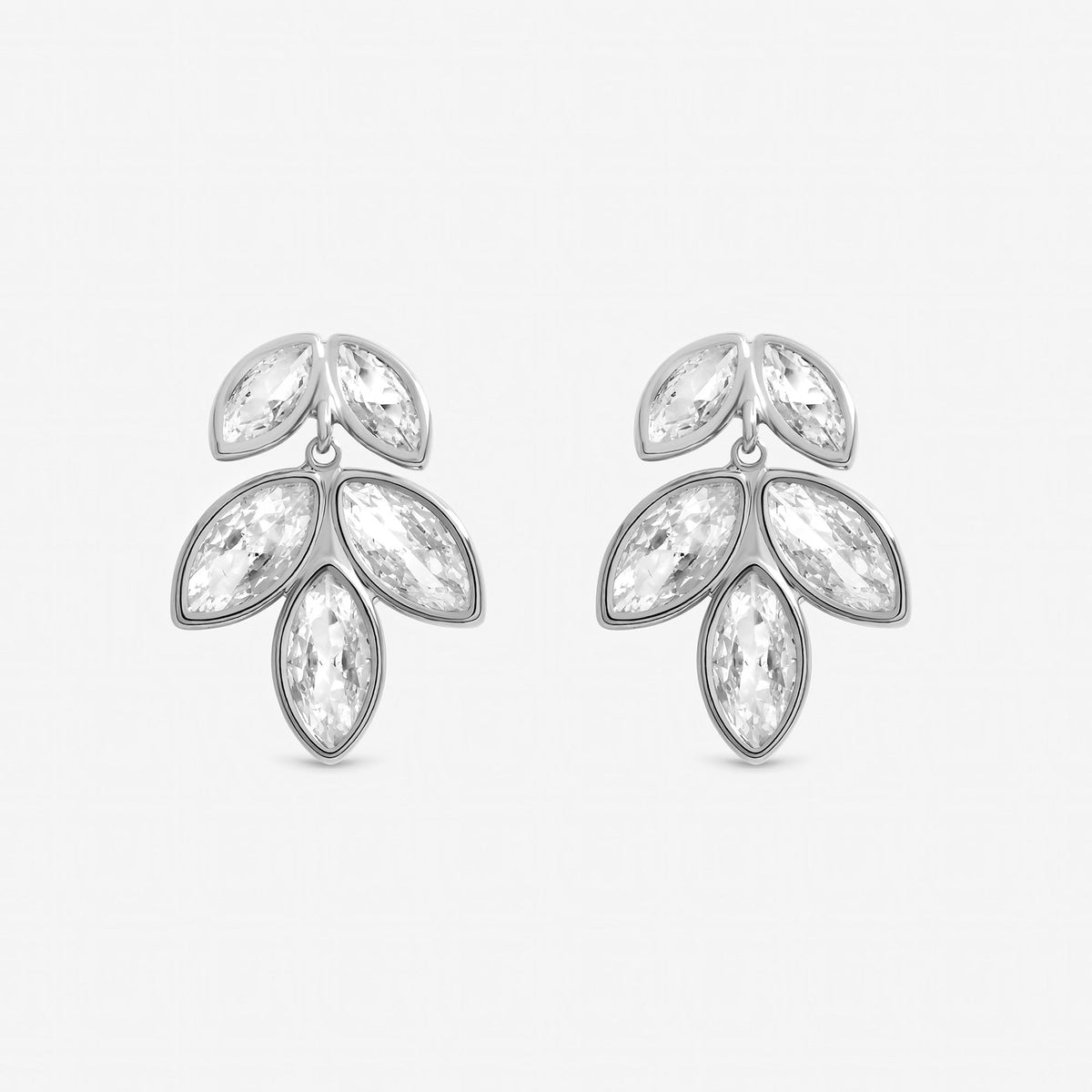 Inicio Sterling Silver Crystal Floral Drop Earrings