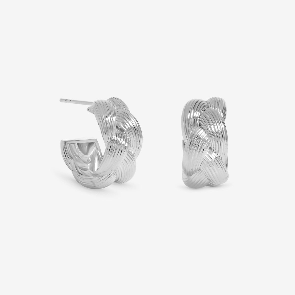 Inicio Sterling Silver Satin Braided Hoops