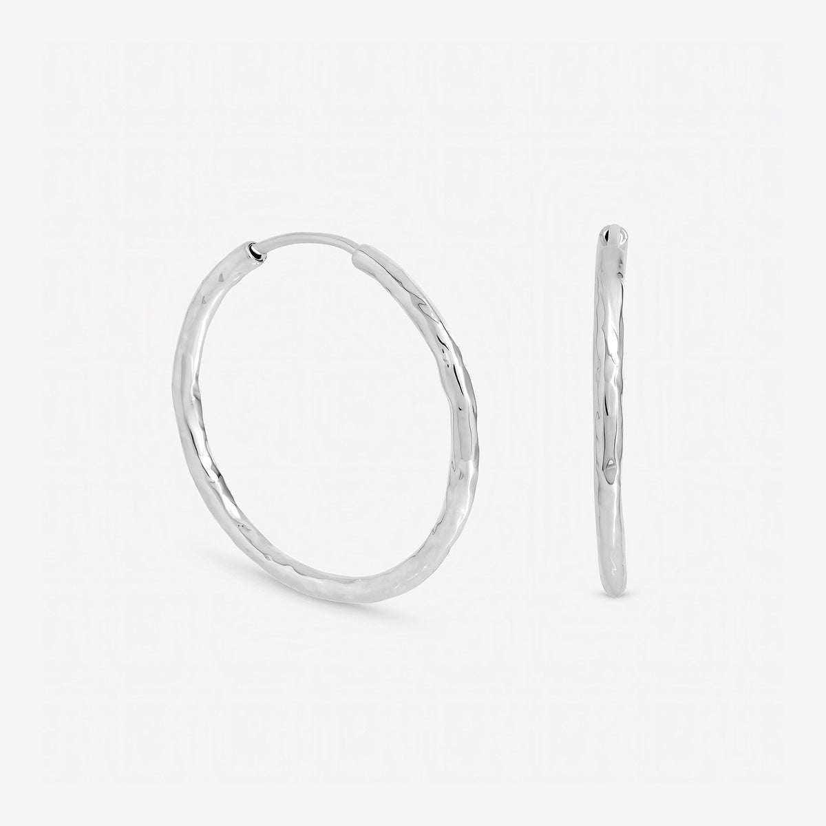 Inicio Sterling Silver Molten Medium Sleeper Hoops