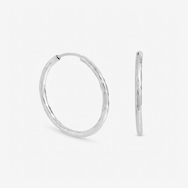Inicio Sterling Silver Molten Medium Sleeper Hoops