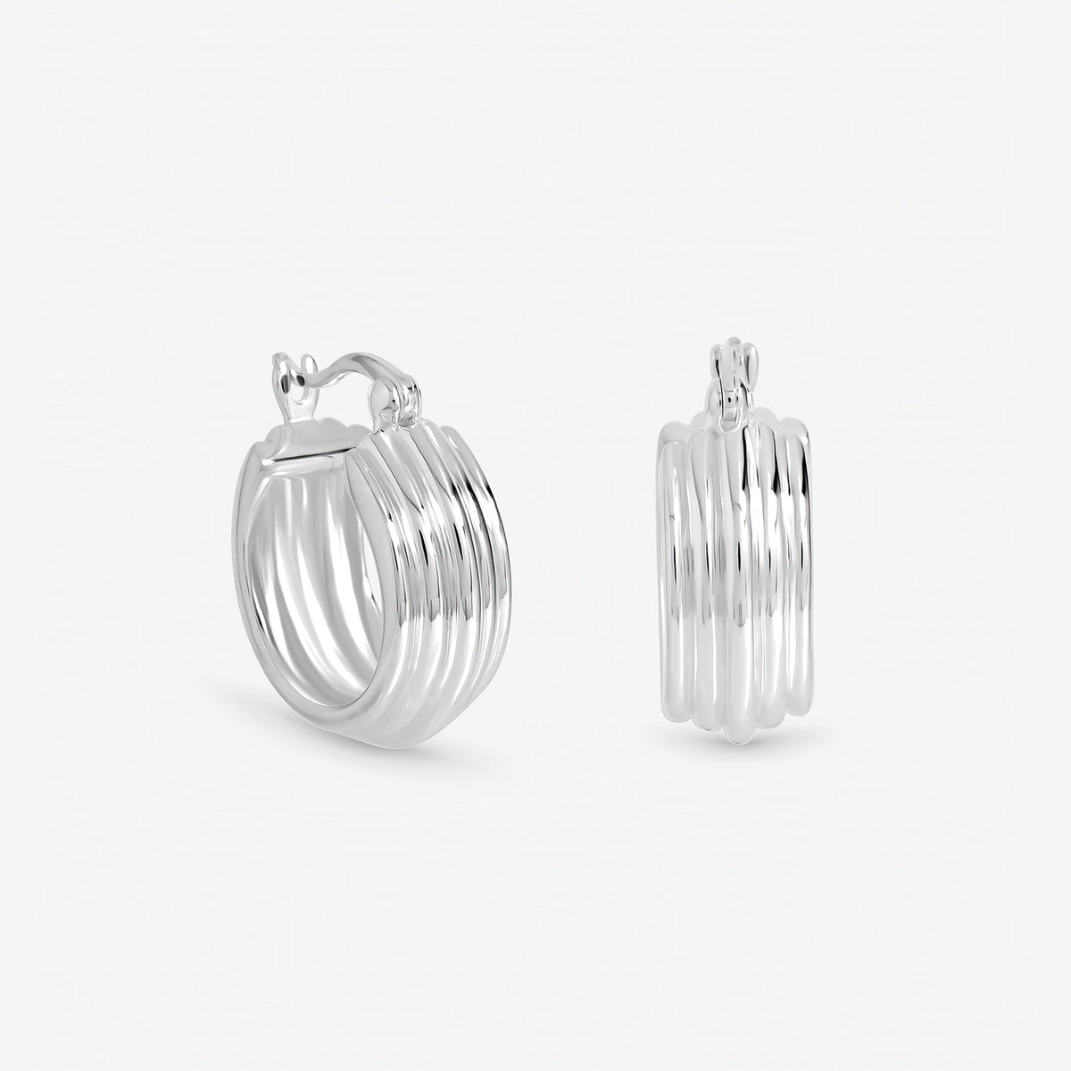 Inicio Sterling Silver Ridged Hoop Earrings