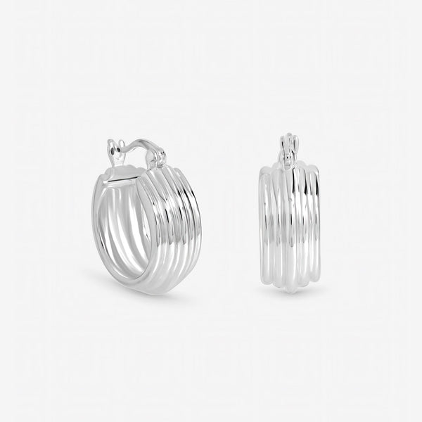 Inicio Sterling Silver Ridged Hoop Earrings