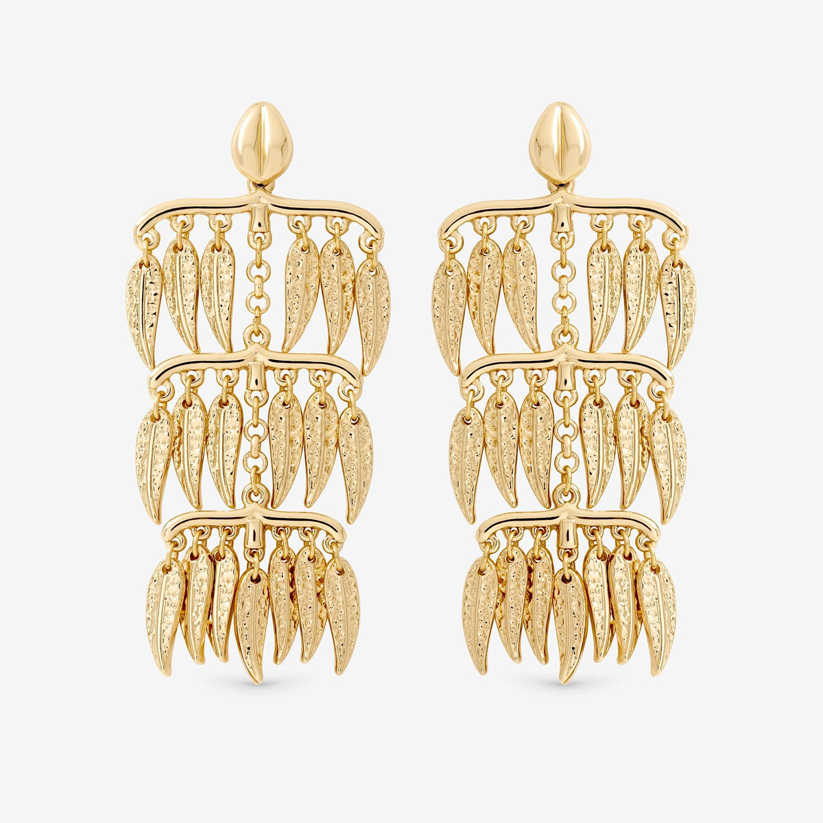 Mood Gold Plated Cascading Leaf Earrings