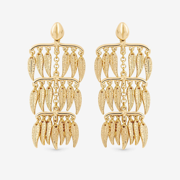 Mood Gold Plated Cascading Leaf Earrings