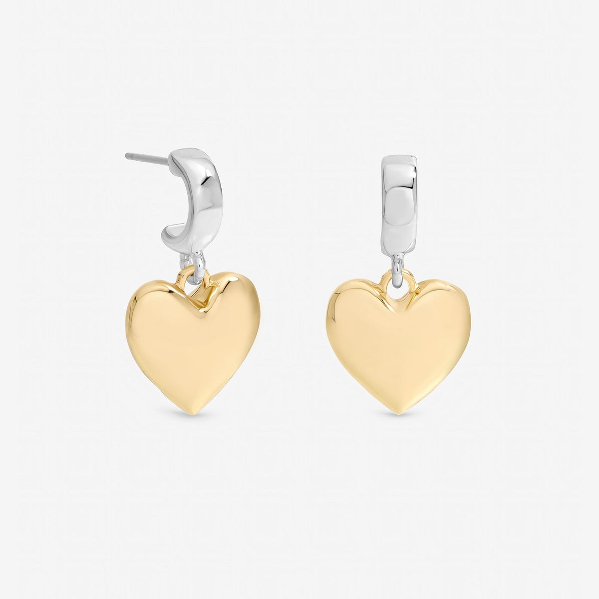 Mood Two Tone Heart Huggie Earrings