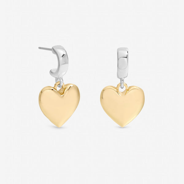Mood Two Tone Heart Huggie Earrings