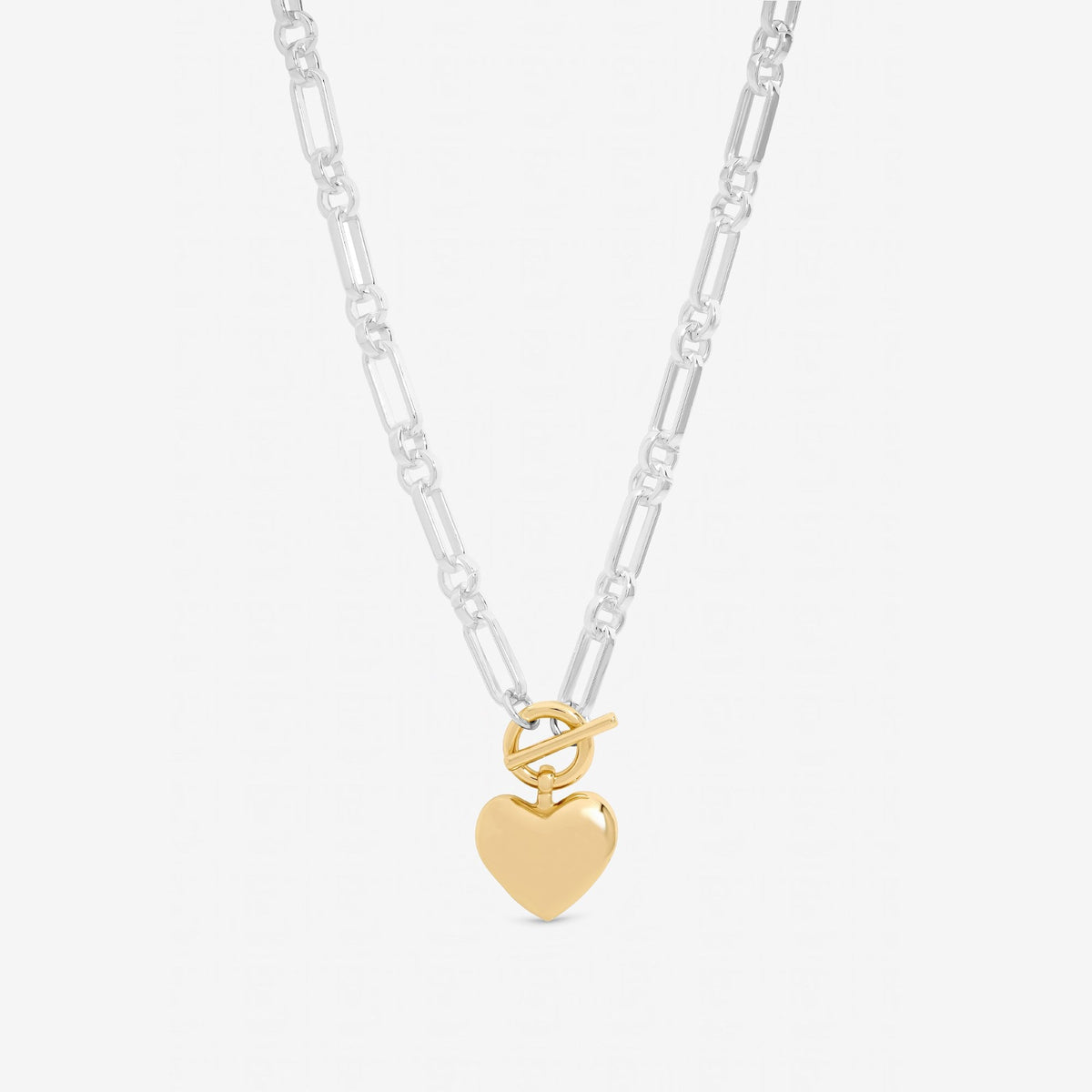 Mood Two Tone Heart Link Necklace