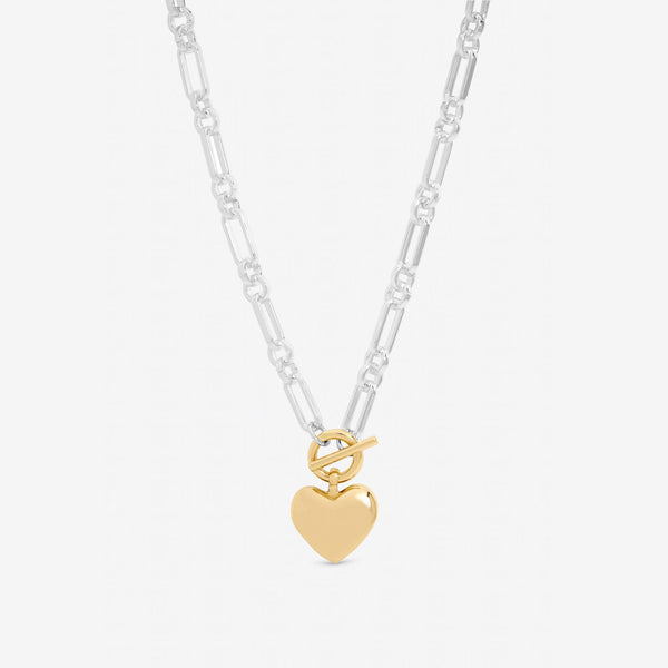 Mood Two Tone Heart Link Necklace