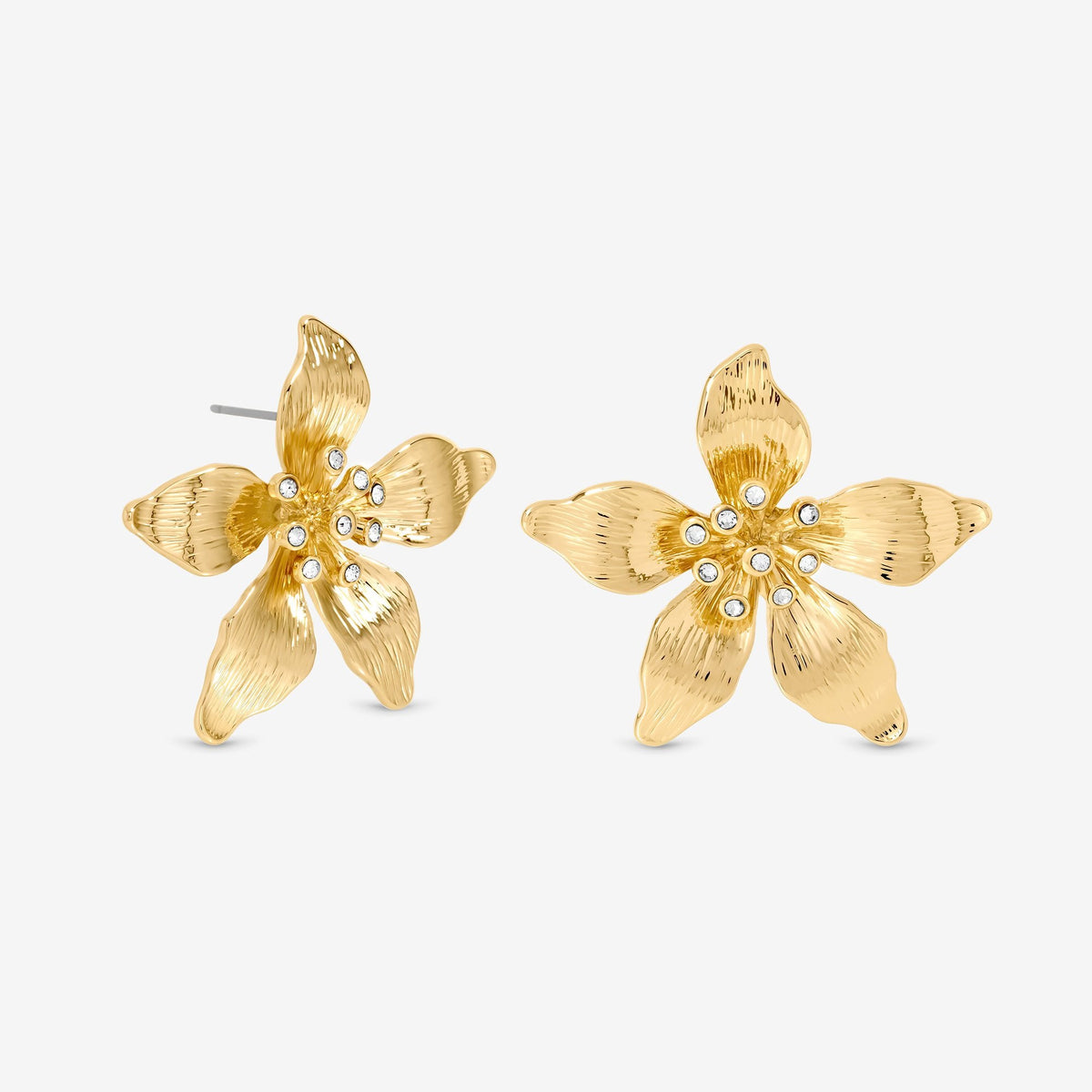 Mood Gold Polished Statement Floral Earrings