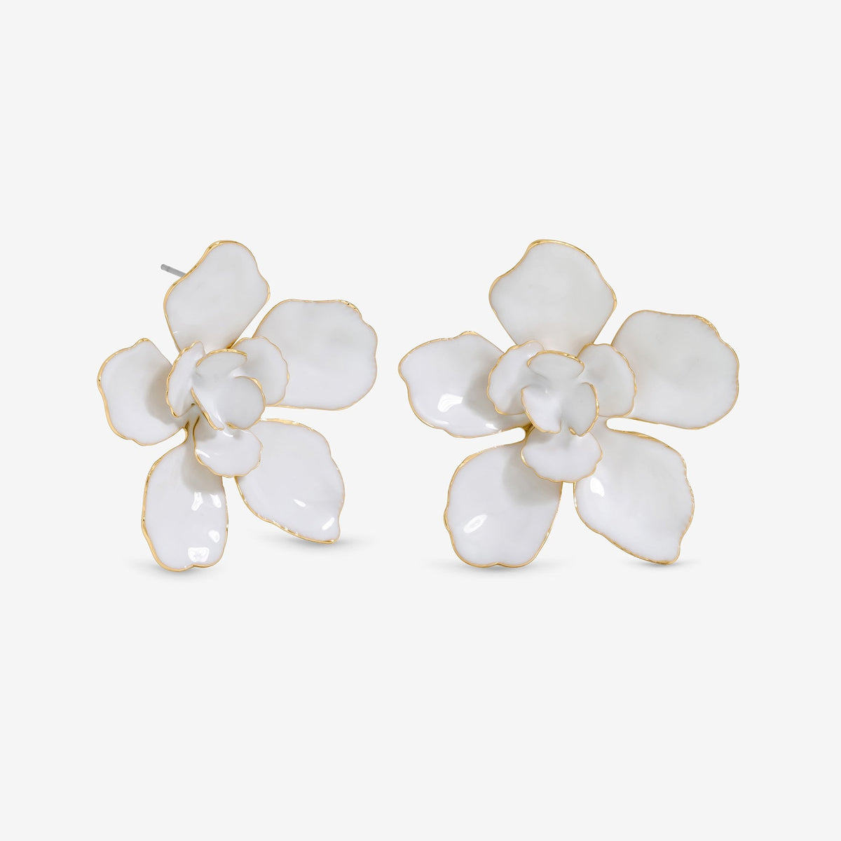 Mood Gold White Floral Earrings